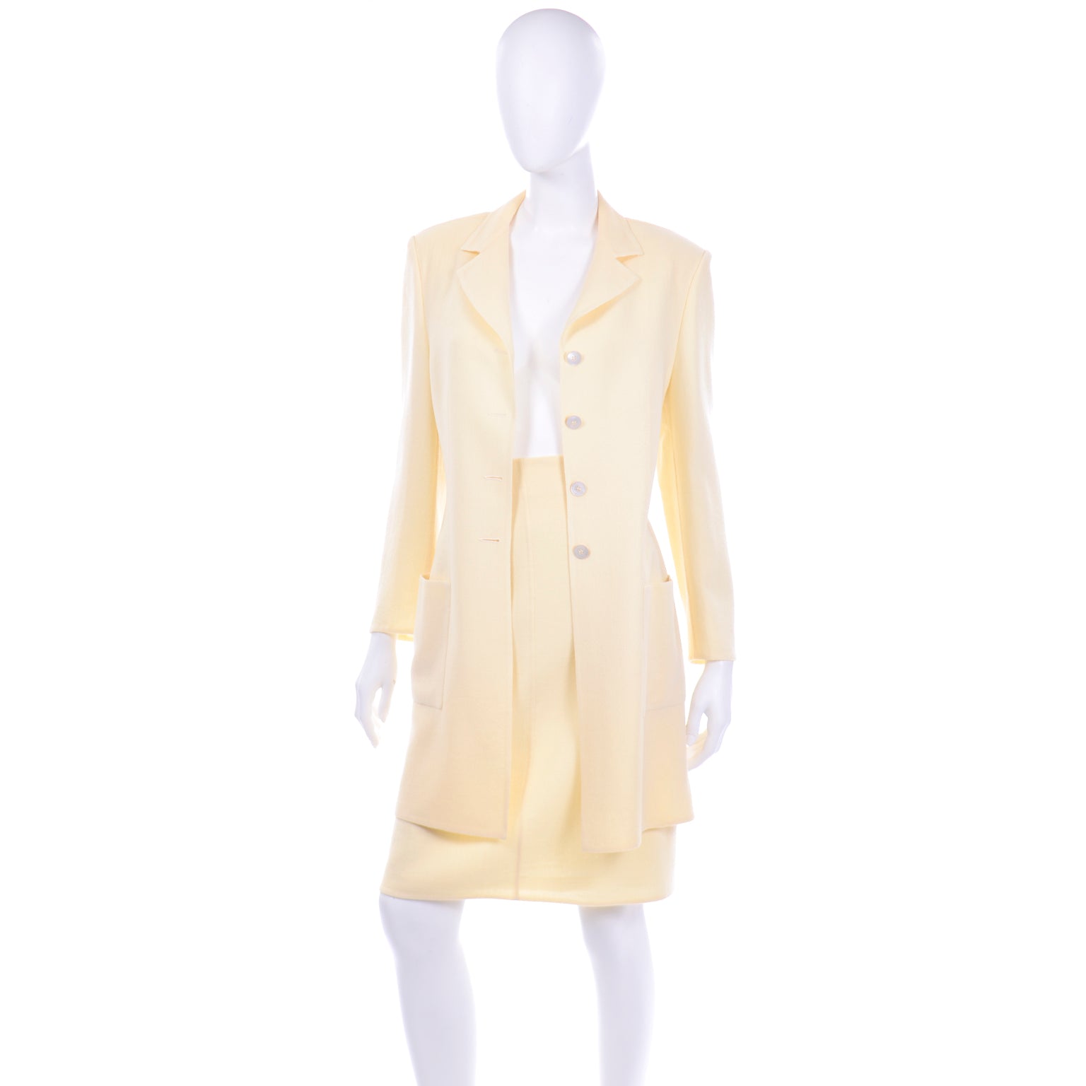 Vintage Salvatore Ferragamo Silk Wool Blend Blazer Jacket & Skirt Suit