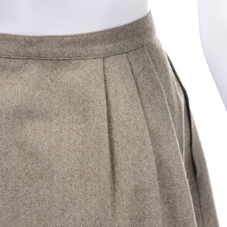 Ferragamo Sage Green Pleated Midi Skirt