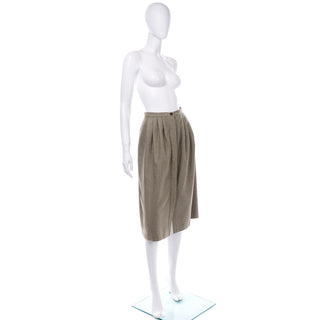 Salvatore Ferragamo Grey Green Midi Skirt