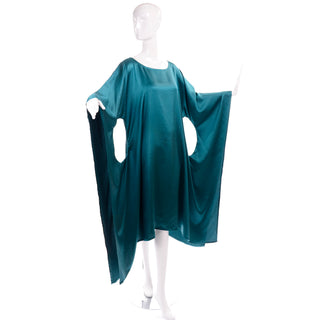 Avant Garde Teal Green Caftan Style Dress w/ Circle Cutout Sides