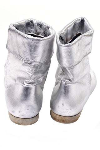 1980's Sbicca Silver Lame Vintage Ankle Boots 10 - Dressing Vintage