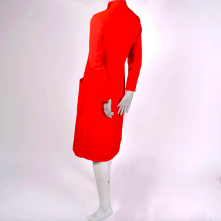 1960s Norman Norell Orange Dress w/ Knit Patch Pockets