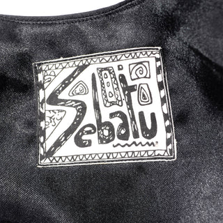 1980s Sebatu Black Satin Bolero Jacket w/ Beaded Numbers