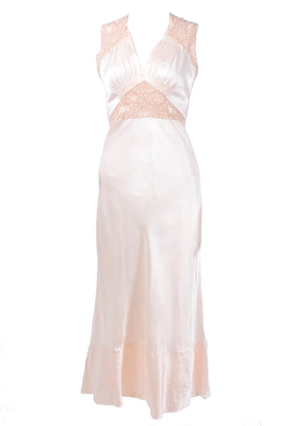 1940's bias cut silk nightgown with lace