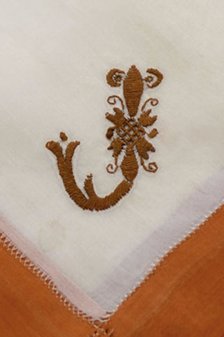 Initial J Unisex Monogrammed Victorian Silk Handkerchief - Dressing Vintage