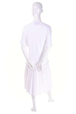 Simone Rocha White Cotton T Shirt Dress W Ruffles & Fine Tulle