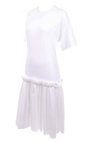 Simone Rocha White Cotton T Shirt Dress W Ruffles & Tulle
