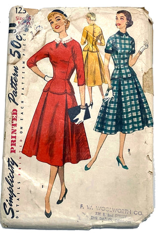 Simplicity 1237 vintage 1955 dress sewing pattern
