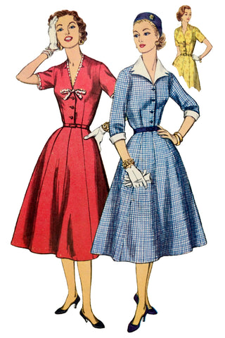 1955 Simplicity 1427 Vintage Dress Pattern w Detachable Collar & Cuffs