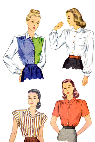 1946 Vintage Simplicity 1538 Blouse Sewing Pattern