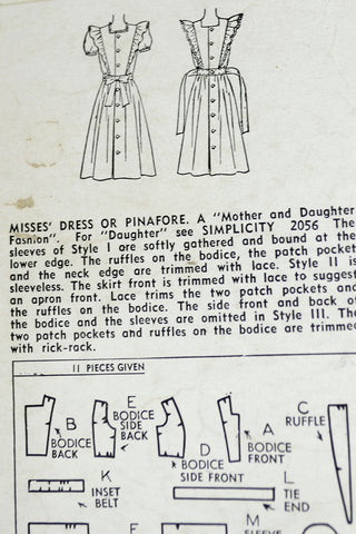 Simplicity 2038 Vintage 1940s Pinafore Dress Sewing Pattern Modig Simplicity 2038 Vintage 1940s Pinafore Dress Sewing Pattern Modig