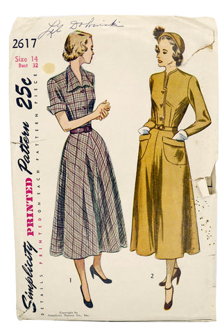 1948 Vintage Simplicity 2617 Sewing Pattern for Flared Dresses