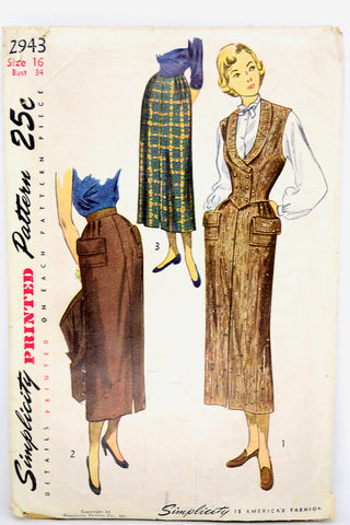 Simplicity 2943 Vintage Skirt Vest Pattern