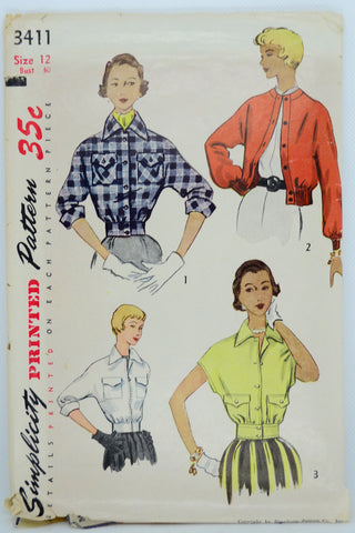 1950 Simplicity 3411 Vintage Jackets Sewing Pattern