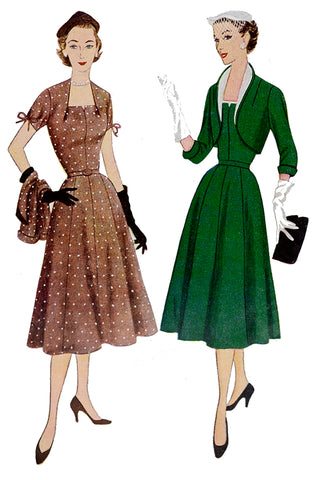 Simplicity 3821 Vintage 1950s Dress & Cropped Jacket Sewing Pattern
