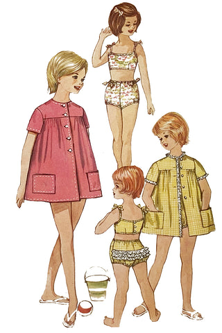 1961 Simplicity 3956 Vintage Child's Swimsuit & Beach Cover Up Pattern