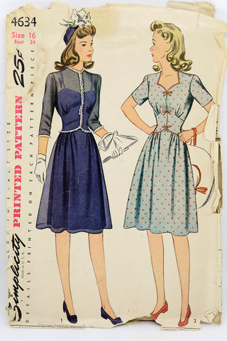 Simplicity 4634 1940s Vintage dress pattern