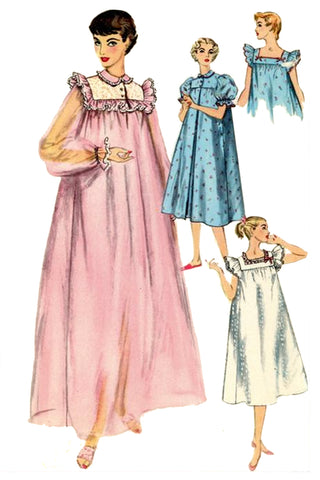 1954 Vintage Simplicity 4936 Nightgown Sewing Pattern