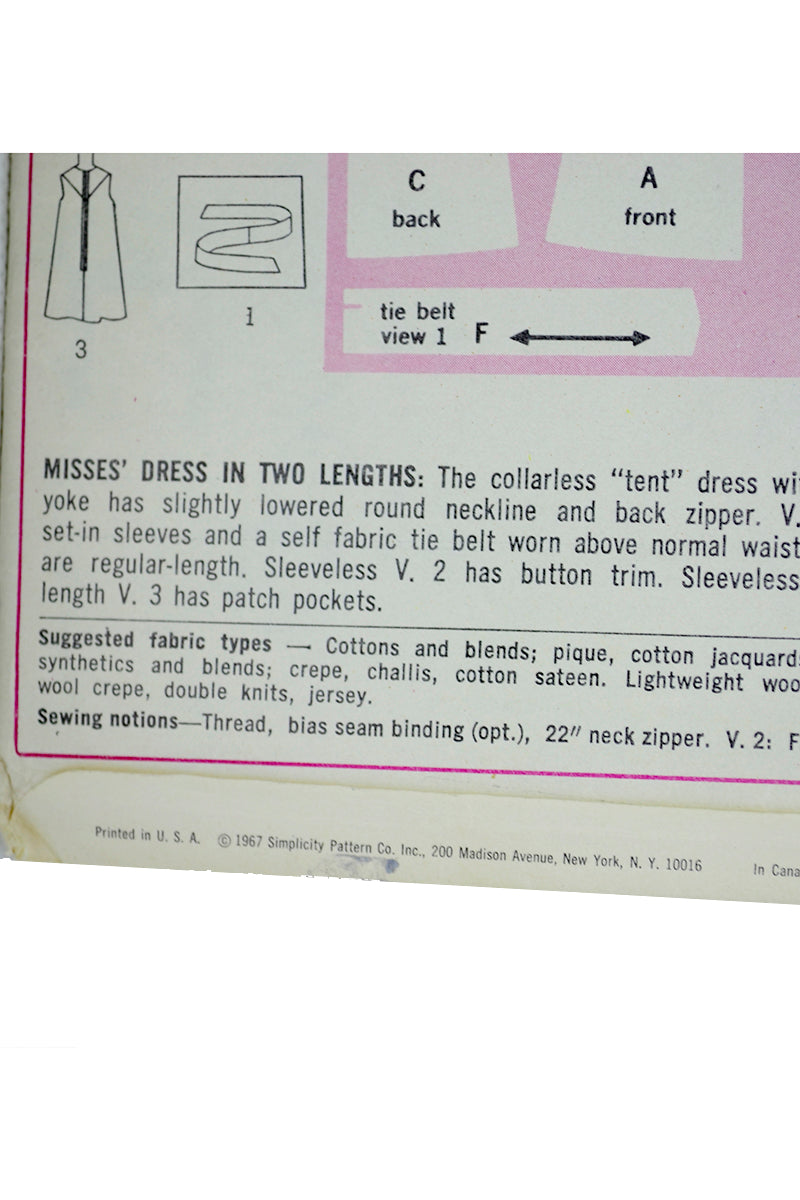 tent dresses from the 60's 1967 Simplicity 7436 Vintage 60s Tent Dress Sewing Pattern – Modig