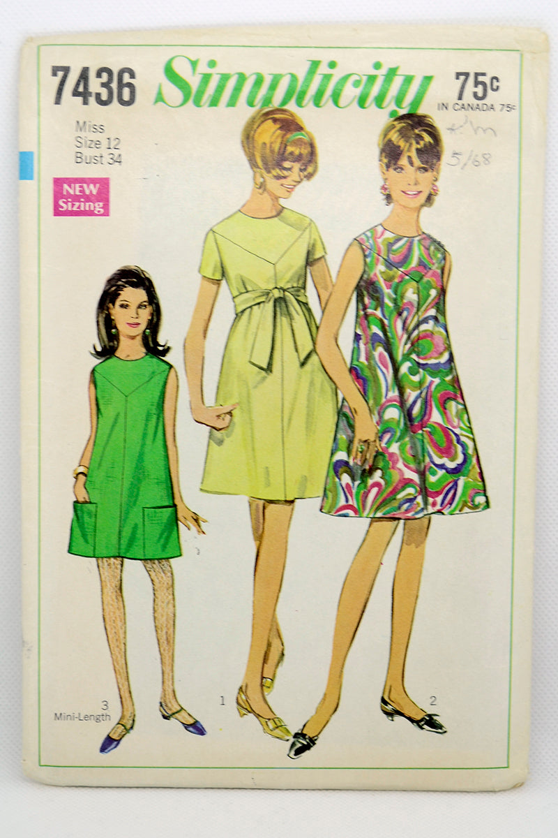 tent dress 1960s 1967 Simplicity 7436 Vintage 60s Tent Dress Sewing Pattern – Modig