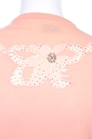 1950s Peach Pink Floral Beaded Vintage Cardigan