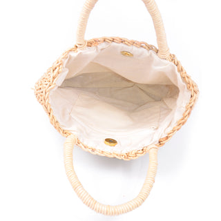 Woven Straw Vintage Mini Handbag w/ Wrapped Top Handles