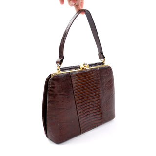 1950s Sydney California Brown Lizard Leather Handbag
