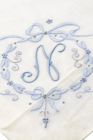Madeira Something Blue Vintage Bridal Handkerchief