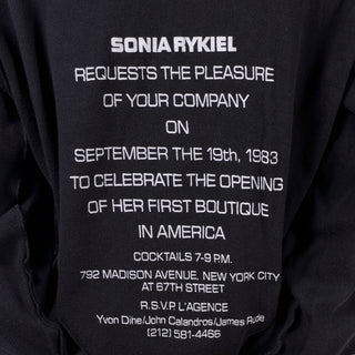 1983 Sonia Rykiel US Boutique Opening Invitation Sweatshirt