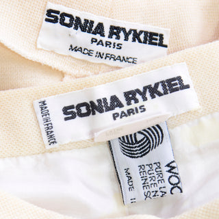 Sonia Rykiel Paris 1980's Label on Cream Wool Pant Suit with Jacket