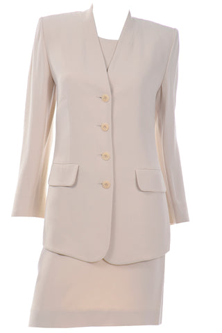 Sonia Rykiel Neutral 3pc Skirt Top and Long Blazer Jacket Suit