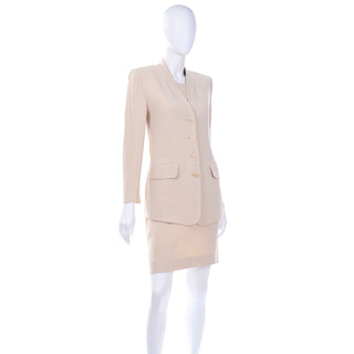 Sonia Rykiel Neutral 3pc Skirt Top and Long Blazer Jacket Suit 10