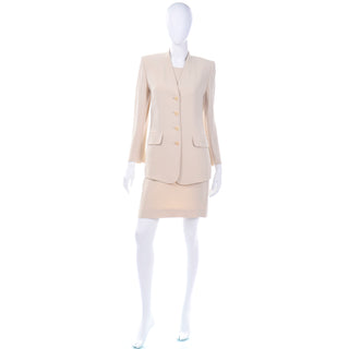Sonia Rykiel Neutral 3pc Skirt Top with Long Blazer Jacket Suit 
