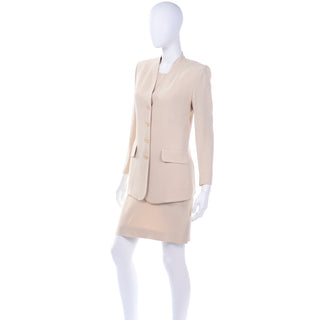 Sonia Rykiel Neutral 3pc Skirt Top and Long Blazer Jacket Suit Size 10
