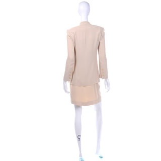 Size 10 Sonia Rykiel Neutral 3pc Skirt Top and Long Blazer Jacket Suit