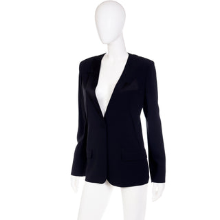 1990s Vintage Sonia Rykiel Black Tuxedo Style Jacket Size 44