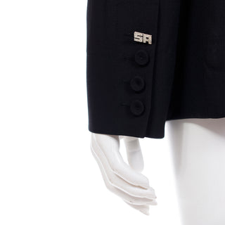 1990s Vintage Sonia Rykiel Black Tuxedo Style Jacket Sz 44 with SA 