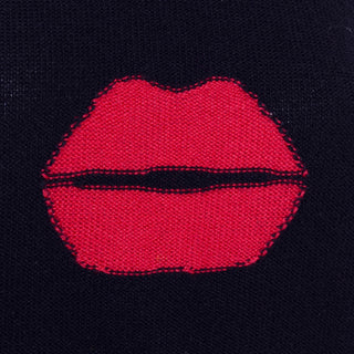 1980s Sonia Rykiel Kiss Vintage Lips Sweater in Black Angora Wool Blend