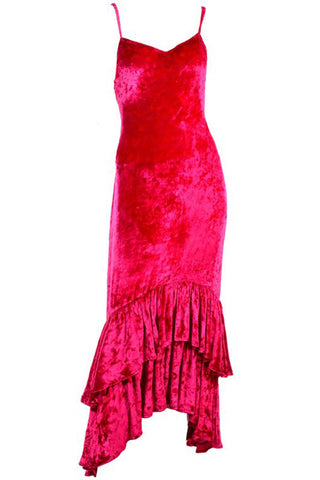 Raspberry pink crushed velvet vintage dress by Sonia Rykiel