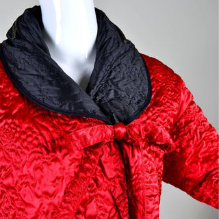 Shawl collar reversible quilted red and black Sonia Rykiel coat