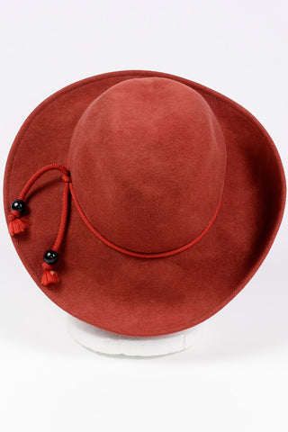 1970s Sonni Lancaster Open Crown Burnt Orange Felt Wool Hat