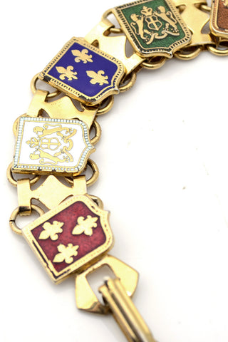 Enamel France Vintage Souvenir Bracelet Gold