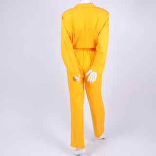 1980s Saint Germain Paris Yellow Cotton Jumpsuit W Rib Knit