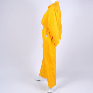 1980s Saint Germain Paris Vintage Yellow Cotton Jumpsuit Medium