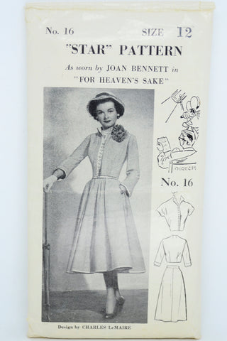 1950 Charles LeMaire Star 16 Vintage Sewing Pattern Joan Bennett