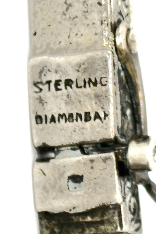1920s Art Deco Wachenheimer Bros Diamonbar rare Green Sterling Silver Bracelet