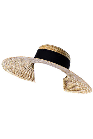 Wide Brim Straw Vintage Hat Ribbon