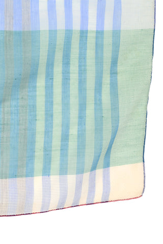 Striped Green, Blue & Red Striped Plaid Vintage Cotton Scarf