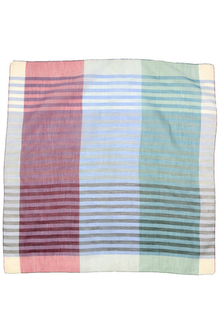Striped Green, Blue & Red Striped Plaid Vintage Cotton Scarf