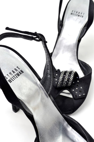 Vintage Stuart Weitzman black vintage heels with rhinestones size 8
